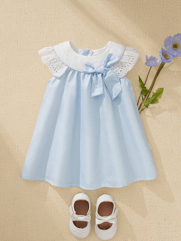 Souflis Souflis Baby Girl Summer Fresh Blue & White Plaid Sweet Sleeveless Ruffle Trim Dress Baby Girl Baby Girls Dresses Baby Girls Clothing Baby Girls Dresses Dresses For Baby Girl Elegant Dresses For Baby Girl