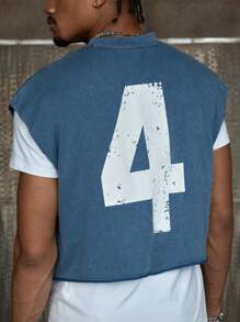 AXEPEAK 2 件套休闲街头风格圆领宽松背心和短裤男士套装 - 藍色 - 查看 5