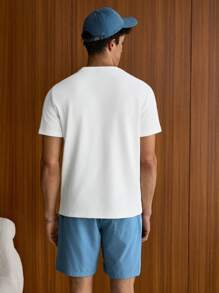 SWAVVY Hombres con estampado de letra Camiseta & de cintura con cordón Shorts