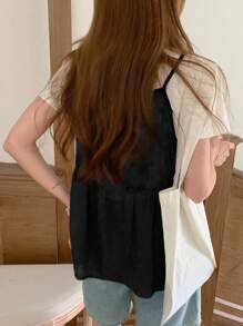 DAZY Women Summer Casual Sleeveless Top With Tie Detail And Ruffle Hem