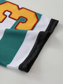 ROMWE MEN 2pcs Men's Preppy Letter Print V-Neck Short Sleeve Casual T-Shirt And Drawstring Waist Shorts Set - Multicolor - View 5