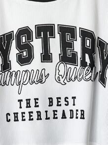 Flirla 青少年女孩两件套：休闲二合一上衣 + 休闲工装裤，返校服装 - 黑與白 - 查看 8