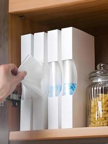 1PC PP Trash Bag Storage Box, Minimalist Solid Grocery Box Holder For Kitchen - White - View 5