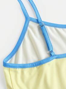 Girlism 少女撞色细肩带动物印花碎花度假休闲上衣，适合夏季 - 彩色 - 查看 4