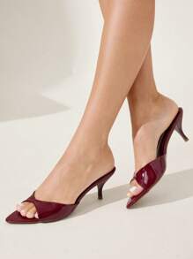 CUCCOO CHICEST 女士时尚优雅酒红色尖头细高跟凉鞋 - 酒紅色 - 查看 3