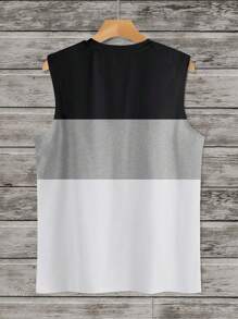 Manfinity Homme Men's Contrast Color Crew Neck Casual Tank Top For Summer - Multicolor - View 3