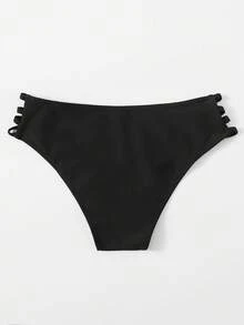 SHEIN Swim 比基尼泳裝下裝 - 黑色 - 查看 4