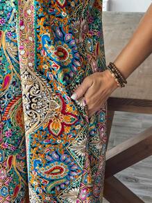 SHEIN VCAY Plus Size Women Resort Style Print Camisole Dress,Summer Dresses For Women,Maxi Dress