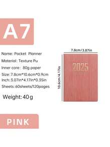 SHEIN 1PC 2025 A7 Weekly Planning Notebook Daily Schedule Mini Portable Diary PU Leather Cover English Plan Book Includes To-Do List Tasks, Expense Tracking And Organizing Meals School Supplies
