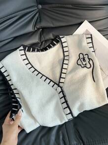 Firerie Plus Size Sleeveless Casual French Style Buttoned Floral Jacquard Pattern Loose Fit Vest/Waistcoat, Elegant School Style For Summer New Arrivals, Suitable For Beach/Holiday Wear/Shein Prive Women's Clothing