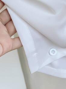 Franclia 女式白色休闲宽松心形刺绣短袖衬衫 - 白色 - 查看 3