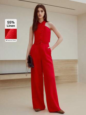 MOTF STUDIO 亚麻阔腿西裤