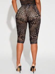 SHEIN SXY Mallas cortas leopardo transparentes y sexy, para primavera/verano