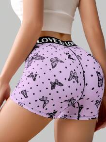 1pc Exotic-Funny Car Print & Letter Graphic Butterfly Pattern High Waist Briefs For Women - Multicolor - View 6