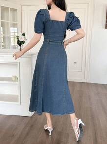 DAZY Elegant Women's Denim Dress, Suitable For Parties In Spring And Summer Dress - Blue - View 3