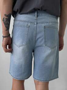 DAZY Men's Casual Distressed Washed Denim Shorts, Summer - Blue - View 2