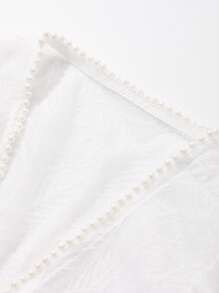 DAZY Solid Flounce Sleeve Crop Blouse,Ruffle Sheer,Fall Women Clothes Long Sleeve Top - White - View 10