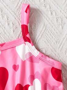 2 件女童针织牛奶丝吊带裙，心形数码印花和蜡染数码印花，适合夏季日常穿着、外出、旅行、度假和聚会 - 彩色 - 查看 6