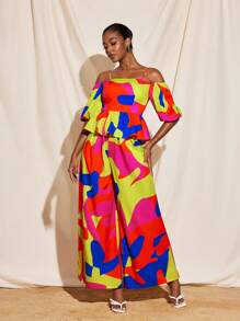 JIAN LASALA Quần dài ống rộng in họa tiết đầy màu sắc mùa hè, quần Ankara đi biển Hawaii, trang phục nghỉ dưỡng, lễ hội Rave cổ điển SXY thanh lịch - Nhiều màu - Xem 6