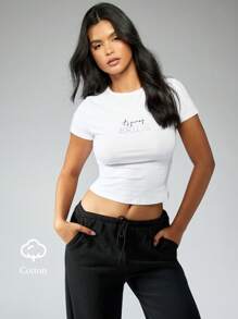 MISSGUIDED Wedding Season Bride Squad Crop T-Shirt Basic Cotton Tee Bridal Party Shower Gift Bachelorette Celebration Casual Summer Top - White - View 8