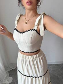 Rafferiza Women Elegant Short Camisole Top + Skirt 2 Pieces Set