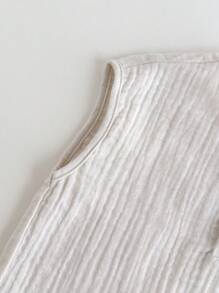 Loomiva 2 件套男婴纯色圆领无袖半开襟上衣和条纹松紧腰短裤套装 - 彩色 - 查看 5