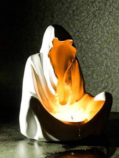 Goth 1 Stück gotischer Zauberer Kerzenhalter, Kerzenständer, weiße Harz Halloween Deko Hexerei Kerzenständer für dunkle Ästhetik Zuhause Hexenbuch Altar Präsentation, Atmosphäre Heimdekoration