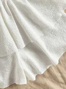 Soleia Set de vacaciones de 2 piezas para mujer: Top tubo de unicolor y falda pantalón con dobladillo de volantes - Blanco - Ver 7