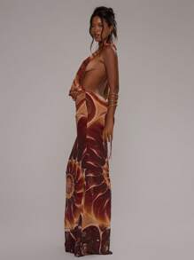 MUSERA 露背吊带长裙，垂褶前片，低背设计，飘逸下摆，适合春夏度假，优雅海滩风，波西米亚浪漫风，伊比沙岛婚礼宾客之夜，优雅，约会之夜，圣诞节，秋季，冬季