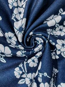 SHEIN Clasi 女式花卉印花斜领褶饰腰部及膝夏季度假连衣裙