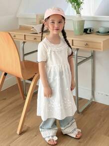 DAZY Vestido sin mangas de unicolor para niña, minimalista y de moda para el verano - Blanco - Ver 5