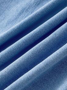 SHEIN MOD Women's Summer Cowl Neck Sleeveless Ruched Waist Denim Dress - Blue - View 4