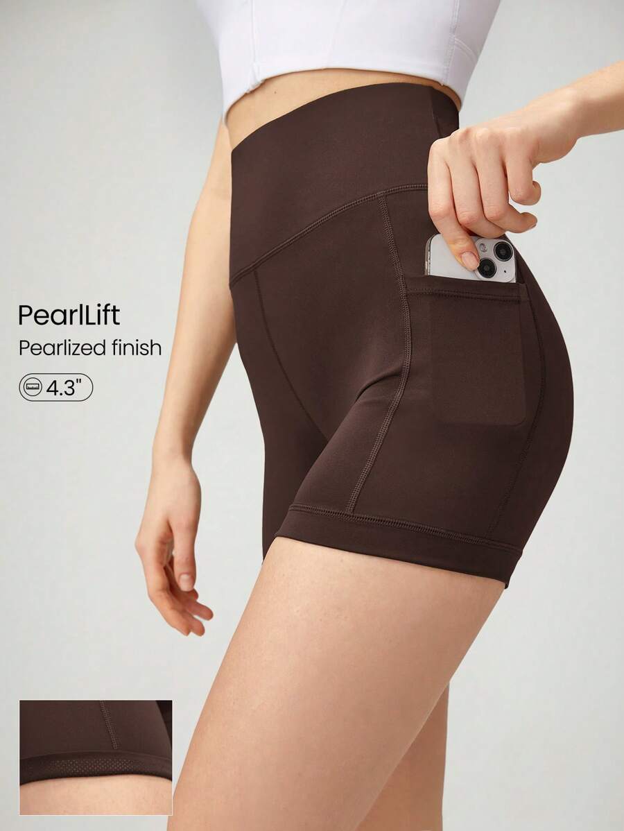 GLOWMODE 4.3" PearlLift Pocket Anti-Slip Biker Shorts Daily Casual Gym Summer Workout