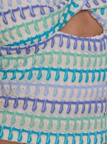 MUSERA Patterned Crochet Knit Twist Front Fitted Sleeveless Bandeau Top Only Ibiza Sexy Vacation Holiday Spring Summer Festival Rave Beachwear Going Out Tops - Multicolor - View 6