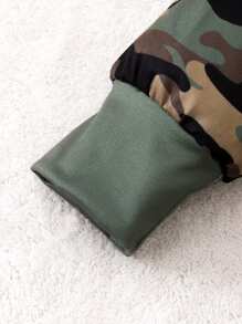 Infant Boy Camouflage Pattern Zip-Up Long Sleeve Jumpsuit, Spring & Autumn Baby Camo Jumpsuit Fall Winter - Army Green - View 3