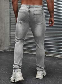 Manfinity EMRG Plus Size Men's Fashionable Denim Jeans, Suitable For Summer Streetwear Men Jeans - Grey - View 2