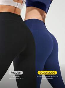 GLOWMODE 21" Seamless Fresh Start Tummy Control Scrunch Butt High-Waist Leggings Medium Impact Running Jogging Training Gym Workout
