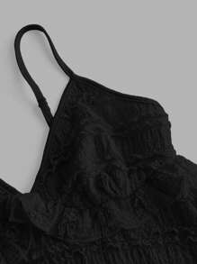 Sweetina Women's Casual Simple Solid Jacquard Fabric Camisole, Summer - Black - View 3