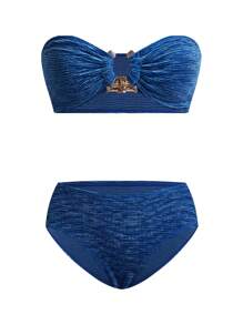 Swim Oasis Women's Mature & Charming Green Halter Bikini Swimsuit Set For Vacation , 3 Piece Bathing Suit For Summer