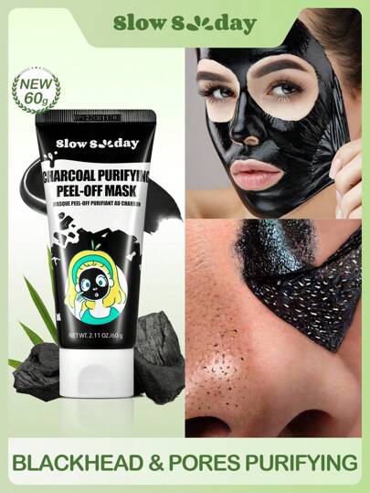 SlowSunday Charcoal Purifying Peel-Off Mask, Face Mask, Black Head Remover, Deep Cleansing, Korean Skincare, Back To School, For Fall/Autumn, K Beauty
