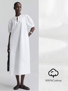 Ontre Abiti midi da donna alla moda per l'estate, abiti bianchi eleganti, abbigliamento da ufficio per insegnanti, abbigliamento da festival musicali