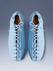 CUCCOO GRLICON 女士 Y2K 风格平底鞋，适合朋克、骑行者、酷女孩、万圣节、圣诞节、派对装扮 - 淺藍色 - 查看 2