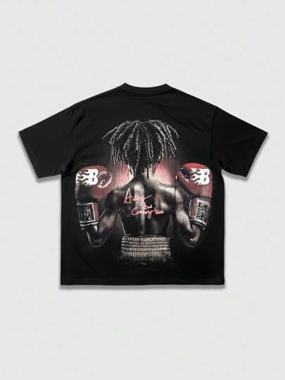 Street Life Cartoon Character Print Short Sleeve T-Shirt, Unisex Graphic Tee, Summer Casual Street Style Tops