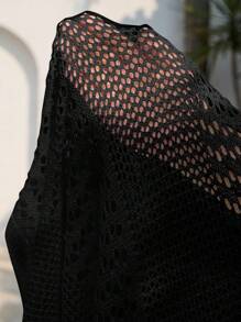 SHEIN Leap Crew Teen Girls Summer Beach Hollow Out Split Hem Cover Up Dress Without Bikini Set