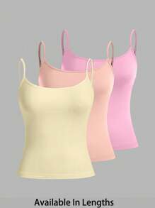 SHEIN PETITE CURVE Plus Size Women's 3pcs Tight Casual Tank Tops(Spaghetti Strap) ,For People Of Shorter Stature Valentine's Day Outfit