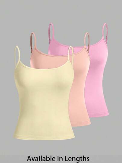 SHEIN PETITE CURVE 大码女式三件套紧身休闲背心（细肩带）