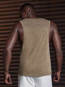 Manfinity BRENVOR Men's Vintage Knitted Casual Daily Loose Embroidery Sleeveless Tank Top