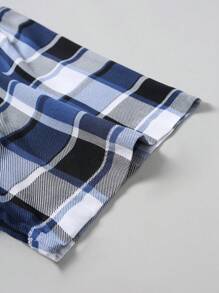 Manfinity Homme Camisa de verano de manga corta con botones y estampado a cuadros (estampado irregular)