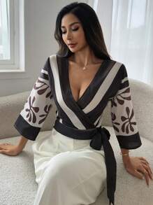 DAZY Áo cánh cổ chữ V cài nút phía trước cho nữ - Màu Khaki - Xem 6