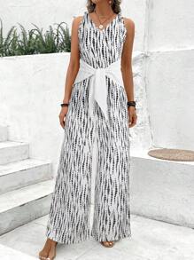 Chiquease Mono de mujer con cuello en V y tirantes trenzados en azul difuminado - Blanco - Ver 3